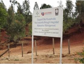 The sign with information about the project that Caritas CR, the closed area of Welejrama