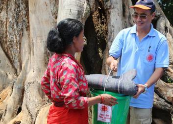 Monsoons in Nepal make the delivery of help difficult
