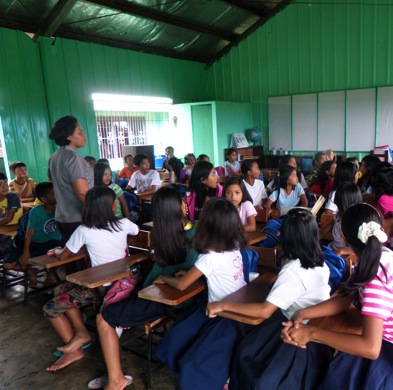 Pupils in their new class.