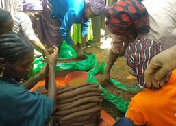 Stamping material into the mold