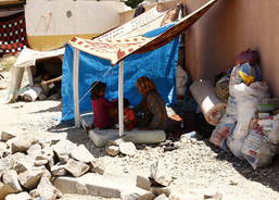 Makeshift shelter of Syrian refugees