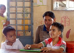 Professional teachers and volunteers help with lessons