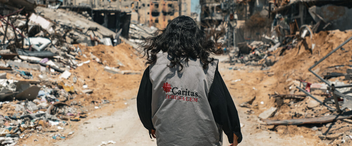 Humanitarian worker in Gaza, credits: Caritas Jerusalem