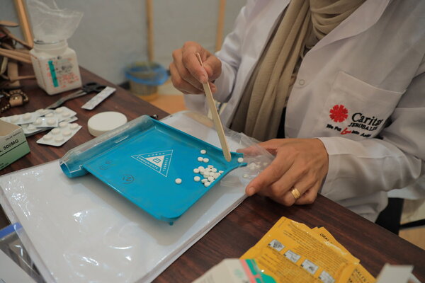 The distribution of medicines is an integral part of the clinic in Gaza