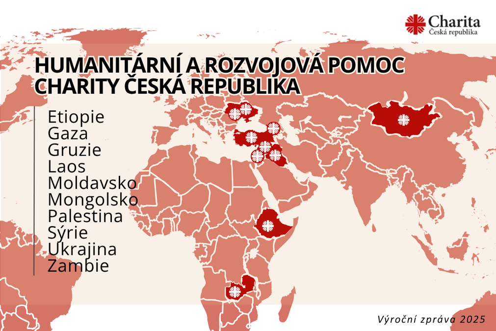 Mapa zahraniční pomoci Charity Česká republika Mapa zahraniční pomoci Charity Česká republika